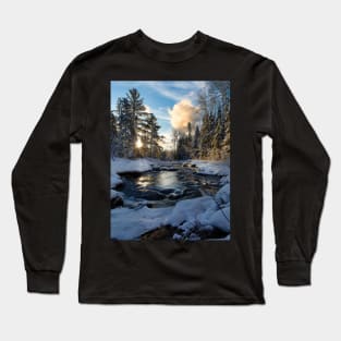 Nature's Symphony: Sunrise Unveils Snowy Stream's Renewal V1 Long Sleeve T-Shirt